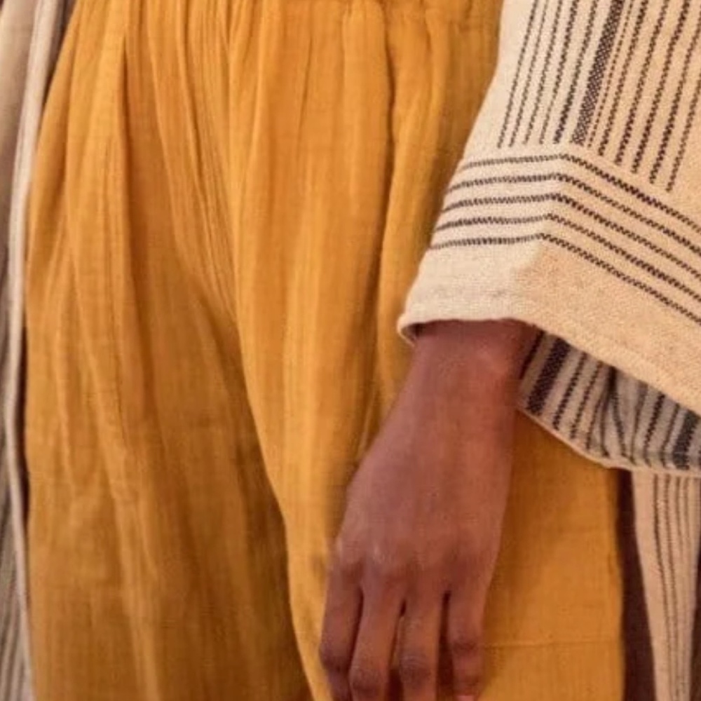 Oddbird Co - Wide Leg Linen-Blend Pants in Marigold - Size XL